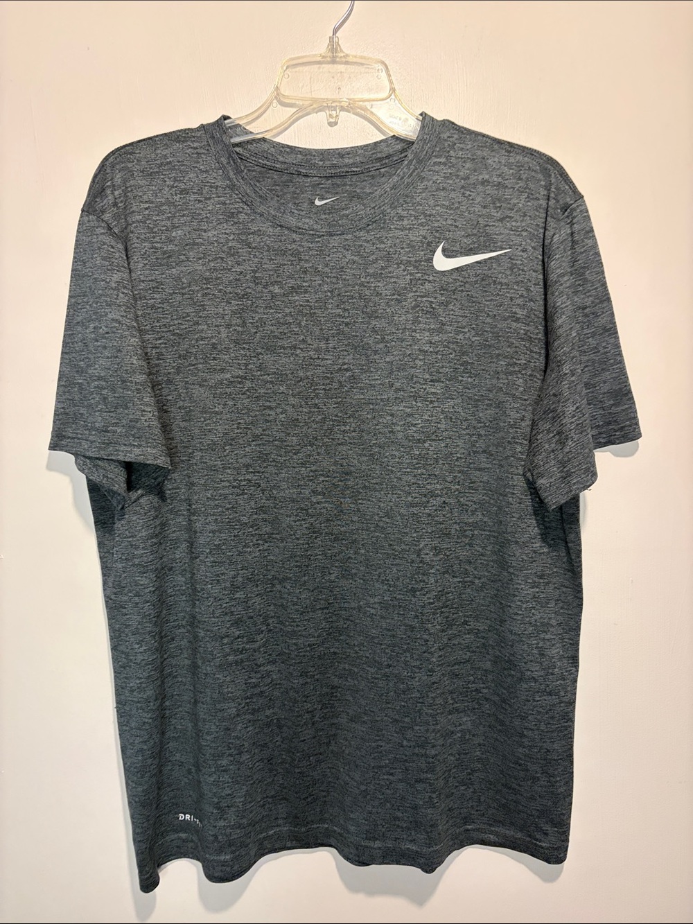 Nike Dri-fit The Nike Tee Heathered Crew Neck Short Sleeve TShirt Blue Grey L